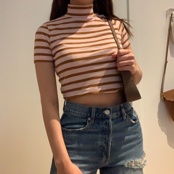Koaj Pink and Brown Striped Turtleneck Top - Picture 6 of 7
